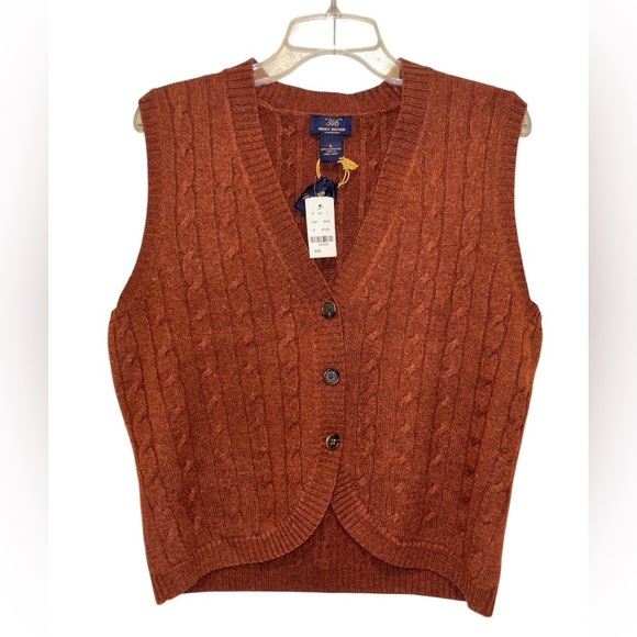 Brooks Brothers Brown V-Neck Cable Knit Sweater - Picture 1 of 6